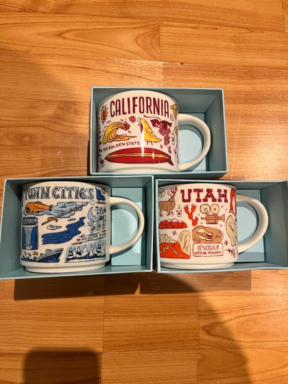 3x new Starbucks Been There collector Ceramic Mugs